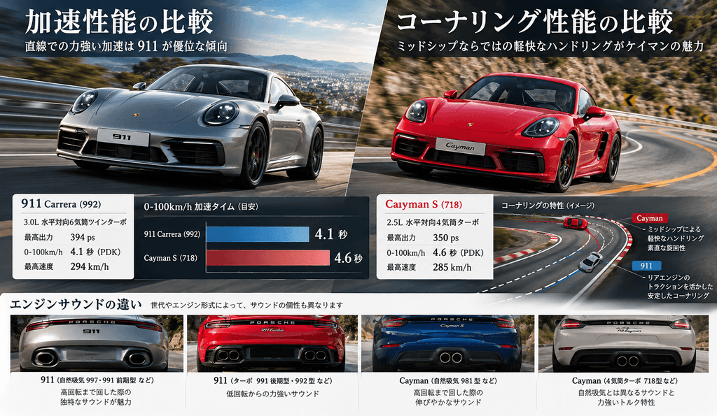 911とケイマンはどちらが速い?走行性能を比較