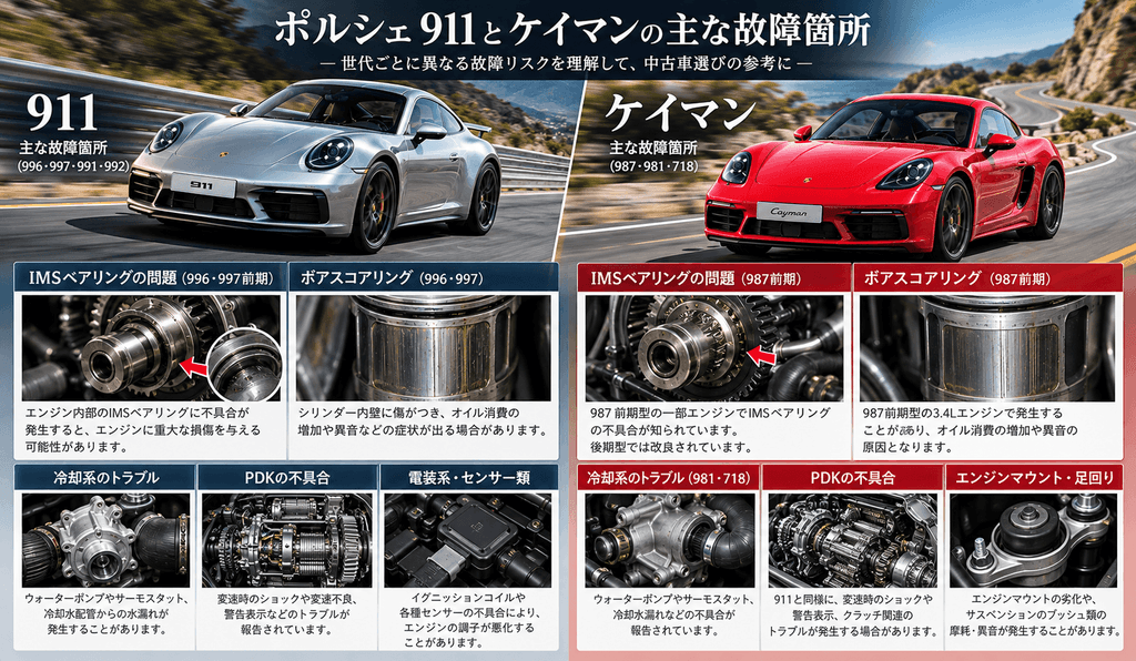 ポルシェ911とケイマンはどちらが故障しやすい?