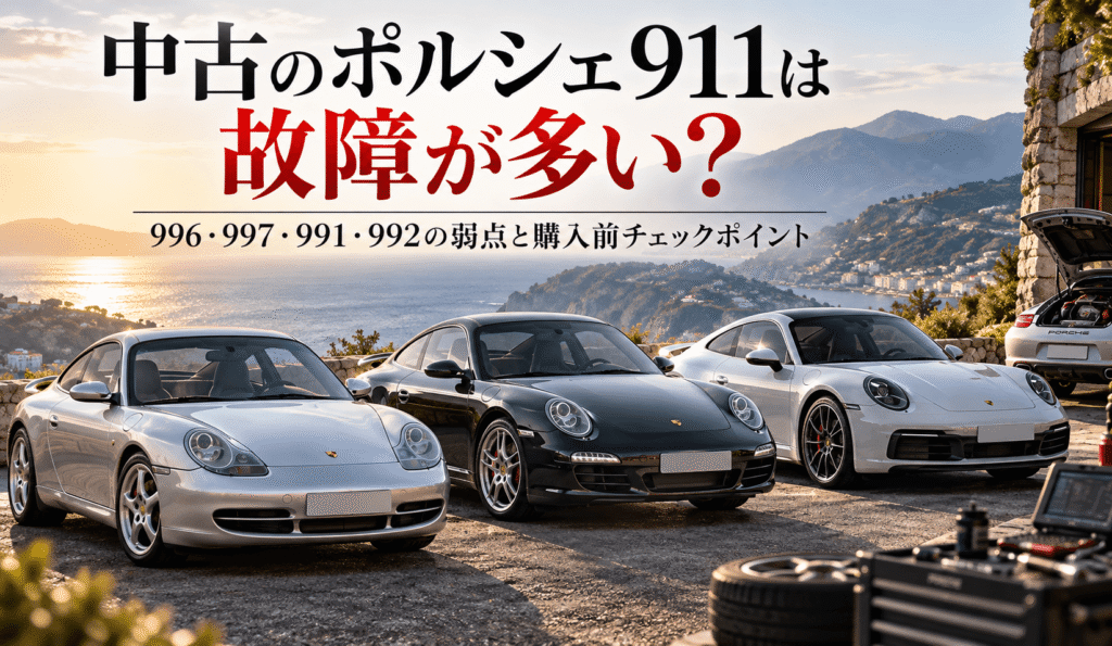 中古のポルシェ911は故障が多い？996・997・991・992の弱点と購入前チェックポイント