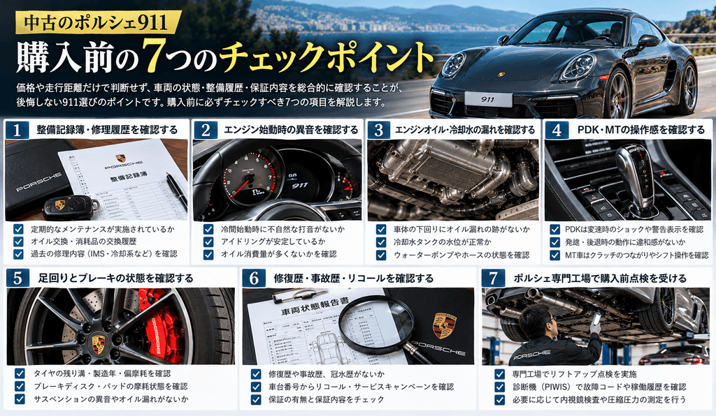 中古のポルシェ911を購入する際の7つのチェックポイント