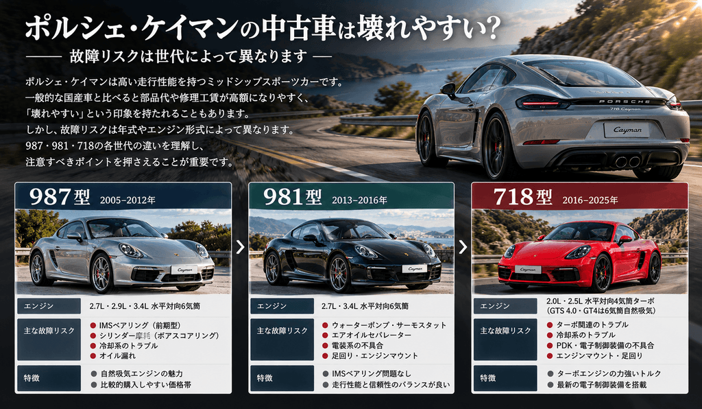ポルシェ・ケイマンの中古車は壊れやすい？