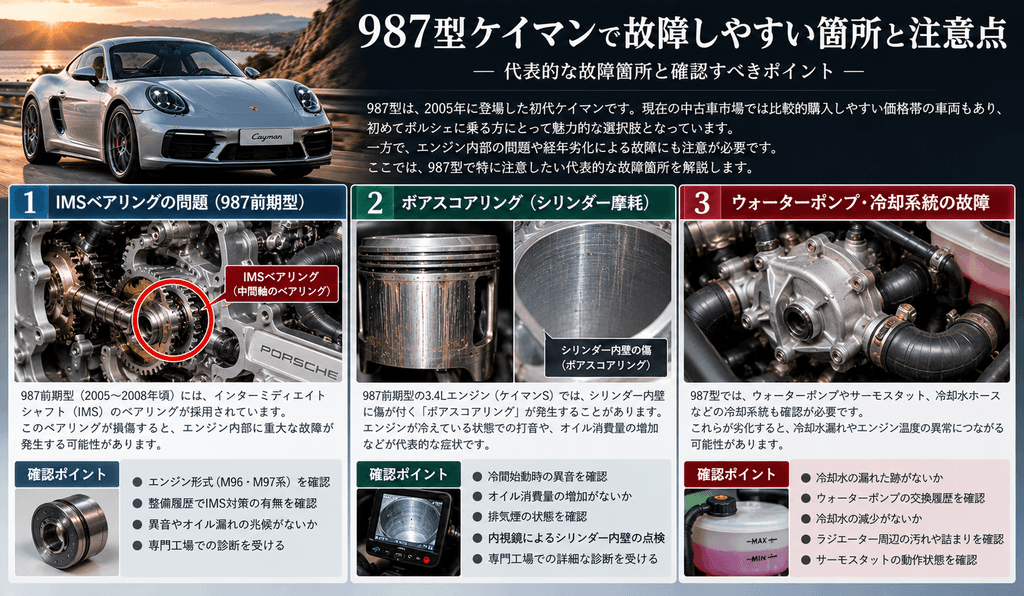 987型ケイマンで故障しやすい箇所と注意点