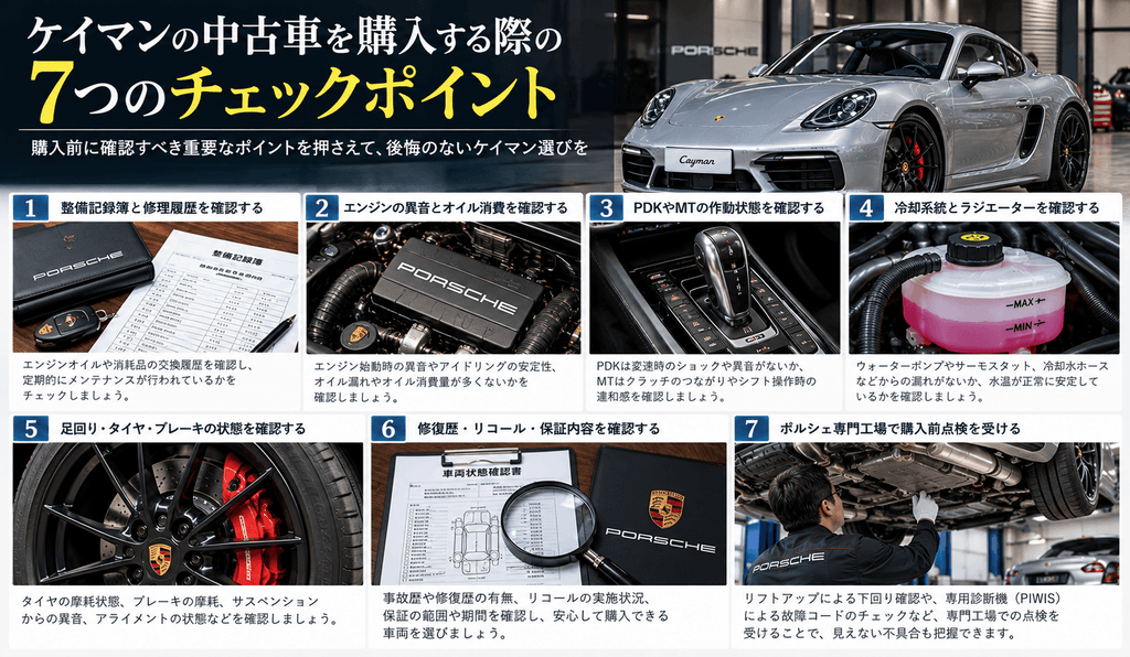 ケイマンの中古車を購入する際の7つのチェックポイント