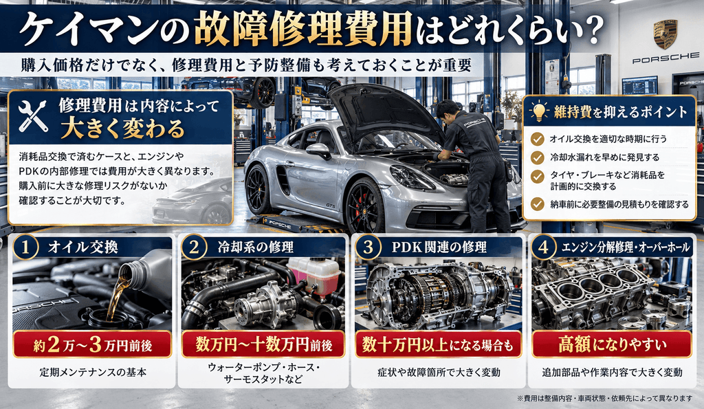 ケイマンの故障修理費用はどれくらい？
