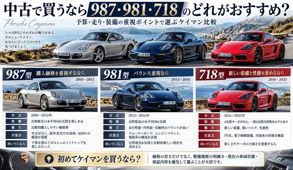 中古で買うなら987・981・718のどれがおすすめ？