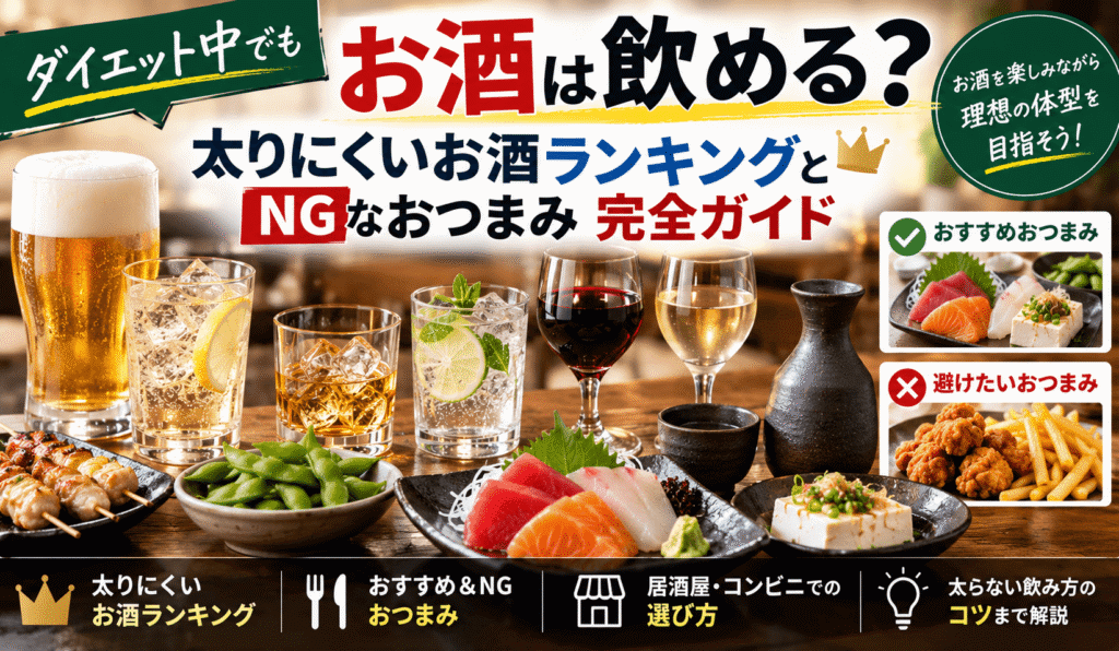 ダイエット中でもお酒は飲める？太りにくいお酒ランキングとNGおつまみ
